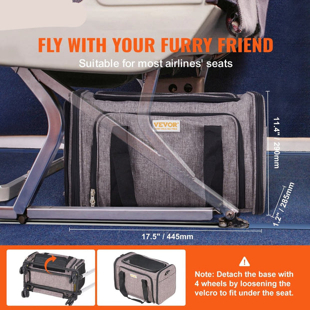 Reismand Kat en Hond - Huisdier Drager Trolley - Ademend Reistas met Telescopische Handgreep, Wielen en Schouderriem - Draagbare Rugzak - Draagtas Honden - Perfect voor Uitgaan en Reizen met Honden en Katten