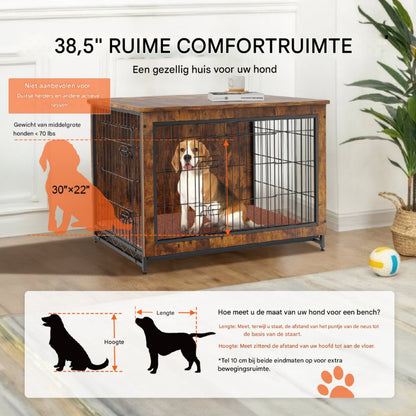 2-Deurs Hondenkennel - Meubelkennel - Duurzaam Stalen Frame - Inclusief Kussen