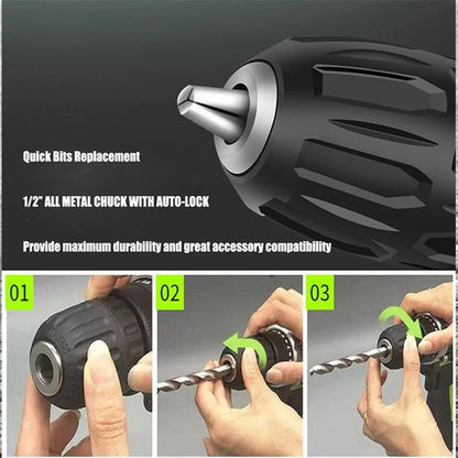 Boormachine - Accu Boormachine - Schroefmachine - Elektrische Boormachine - Elektrische Schroefmachine - Met Accessoires - 2x Accu - 18V - 1500Mah