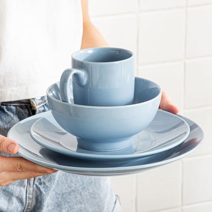 Luxe Serviesset – 16 delig – 4 persoons – Porselein - Bordenset – Dinner platen – Dessertborden - Kommen -Mokken - Paars