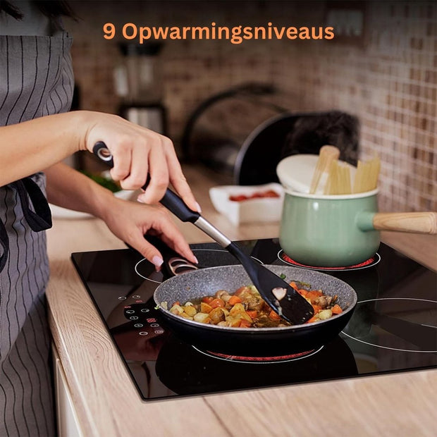 Elektrische Kookplaat 4 Pits - Elektrische Kookplaat 4 Branders - Keramische Kookplaat met Stekker - Zwart