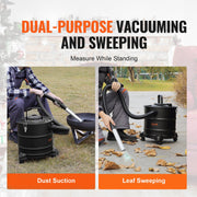 Elektrische Aszuiger - 1200W - Grote Capaciteit van 20 Liter - HEPA Systeem - Flexibele Slang van 1,2 m - Multifunctioneel voor Open Haarden - Tuinreiniging en Meer - Inclusief Aluminium Buis - Rollen en Filter - Zwart