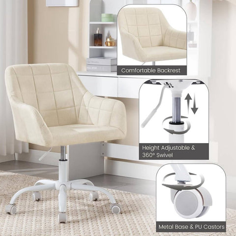 Ergonomische Bureaustoel - Bureaustoel - Draaistoel - Ademende stof - In hoogte verstelbaar - 58cm x (77-85)cm x 60,5cm