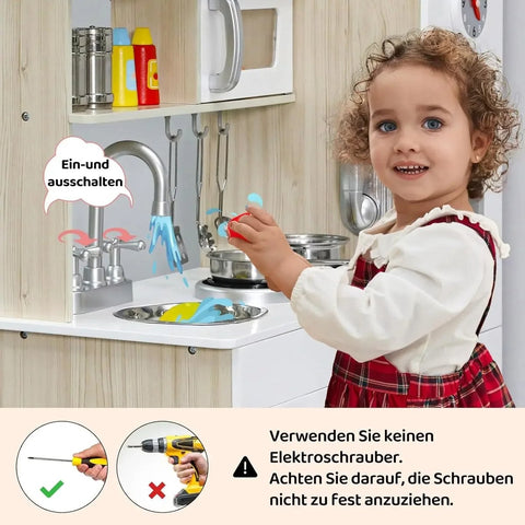 Prachtig Houten Speelkeukenset - Creëer Magische Speeluren met deze XXL Kinder Speelkeuken- Wit - Licht & Geluidseffecten - Inclusief Accessoires - 81x74x30 cm Hoogwaardige Materialen- Fantasierijke Functies & Duurzaam Ontwerp & Realistische Functies