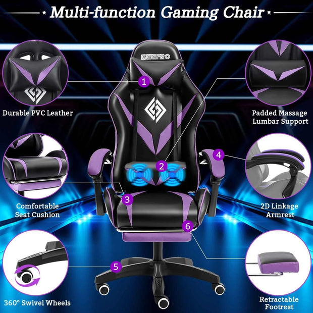 Bureaustoel - Gaming stoel - Ergonomische bureaustoel - Gaming chair - Gaming stoel met voetsteun - Gaming stoel met massage - Hoge Rugleuning - Verstelbare Draaistoel
