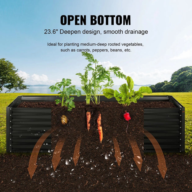 Kweekbak planten - Moestuinbak - Verhoogd bed - 240x120x60cm - Kweekbakken moestuin - Gray - 1700 Liter