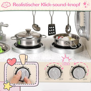 Prachtig Houten Speelkeukenset - Creëer Magische Speeluren met deze XXL Kinder Speelkeuken- Wit - Licht & Geluidseffecten - Inclusief Accessoires - 81x74x30 cm Hoogwaardige Materialen- Fantasierijke Functies & Duurzaam Ontwerp & Realistische Functies