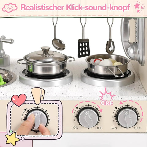 Prachtig Houten Speelkeukenset - Creëer Magische Speeluren met deze XXL Kinder Speelkeuken- Wit - Licht & Geluidseffecten - Inclusief Accessoires - 81x74x30 cm Hoogwaardige Materialen- Fantasierijke Functies & Duurzaam Ontwerp & Realistische Functies