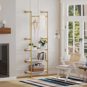 Industrial clothes rack - Pipe rack - Clothes rack - Open wardrobe - Clothes rail - Wardrobe - Coat rack - Wardrobe rack - Metal clothes rack - Gold