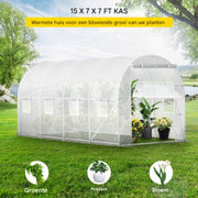 Witte Professionele Kas voor Moestuin - Waterdicht - Walk-in - Met Ramen - 215 cm Hoog