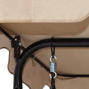 Schommelzitje - Schommelbank - Ligstoel met zonnedak - 3-zits - Lichtbruin/Beige