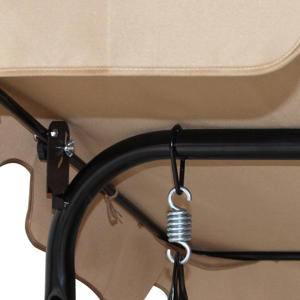 Schommelzitje - Schommelbank - Ligstoel met zonnedak - 3-zits - Lichtbruin/Beige