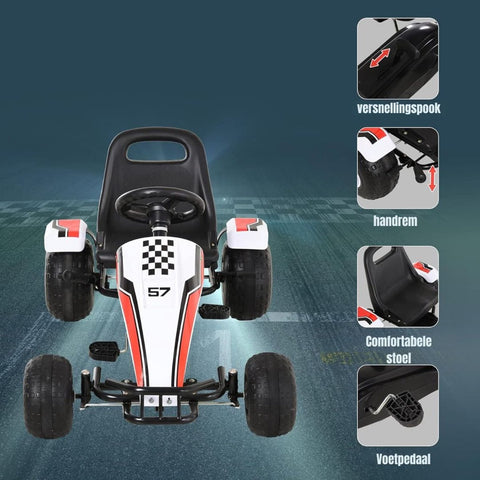 Skelters voor Jongens - Ligfiets - Verstelbaar Zadel - 104x66x57cm - Zwart/Wit