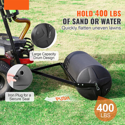 Gazonroller - Robuuste Stalen Frame - Met Grote Capaciteit Die Ongeveer 181 Kg - Met 2 Waterinlaten - Eenvoudig Te Gebruiken En Op Te Bergen - Voor Tuinen, Boerderijen En Grote Groene Parken - 124 x 115.8 x 44.5 cm - Gazonwals