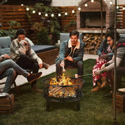 Vuurschaal 71Cm Vuurkorf Vuurkorf Met Vonkbeschermingsrooster-Poker-Houtskoolrooster-Voor Verwarming-Bbq-Barbacoa-Voor Tuin