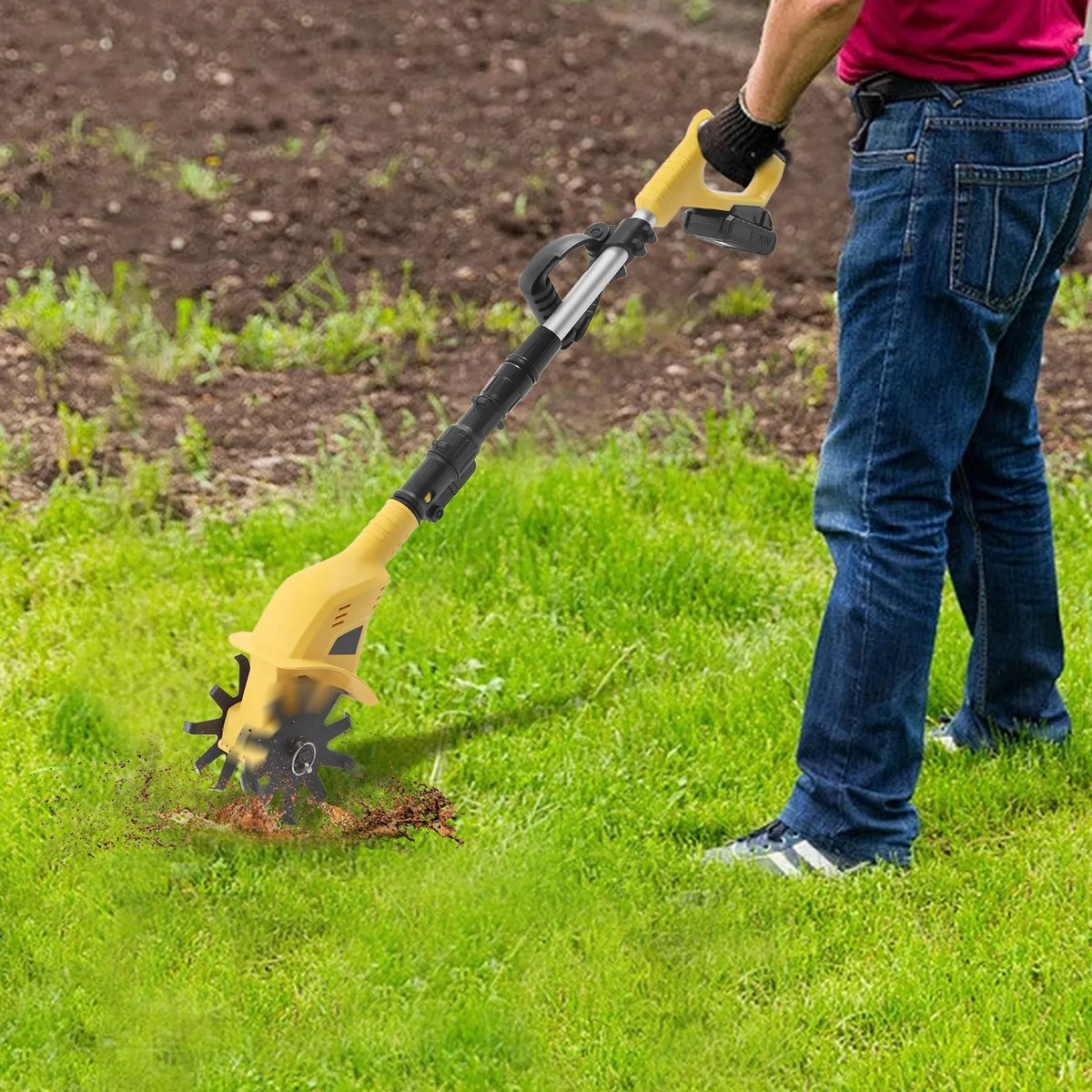 Krachtige Cultivator - Elektrische tuinfrees - Dubbelzijdige werking - Verticuteermachines - 17cm diep - Draadloos - Lichtgewicht - Accu - Verstelbare steel