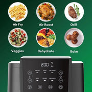 Airfryer XXL - Volume 5 liter - 1500 W - 6-in-1 functie - LED touchscreen - Friteuse - Kijkvenster - Verlichting - Bakken - Grillen - Opwarmen - Drogen
