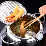 Frituurpan Japanse stijl Tempura Frituurpan met Thermometer - Inductiekookpan Kip Pot Kookgerei voor Keuken - L 24cm .