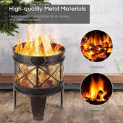 Vuurkorf Deluxe - Ruime Terraskachel Ø 45cmx58cm - Terrashaard voor Buiten - Vuurschaal - BBQ - Antieke Romeinse Look - Stabiel en Degelijk - Incl. Pook