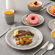 Luxe Serviesset - 32-Delig - 8 Persoons - Keramiek - Bordenset - Dinner Platen - Dessertborden - Kommen - Mokken - Schaaltjes - Grijs