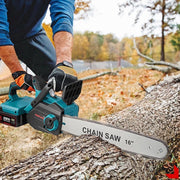 Elektrische Kettingzaag - Kettingzaag met Accu - Houtzaag - Houtbewerking - Boomzaag - Krachtig - 8000W - 16Inch - 2 Accu's - Accu oplader - Ketting en zaagblad - Noodstop - Verstelbare ketting -