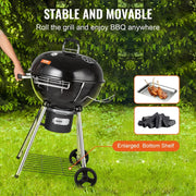 Barbecue - BBQ - Houtskool - Kogelbarbecue - Houtskoolgrill - 56cm Grill - 68,5x83x106cm - Met Wielen - Zwart