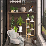 Design Plantenrek - 5-Laags - Bamboe- Modern Wit - Plantenstandaard voor Bloempotten - Tuin - Patio - Balkon - Serre - Planten