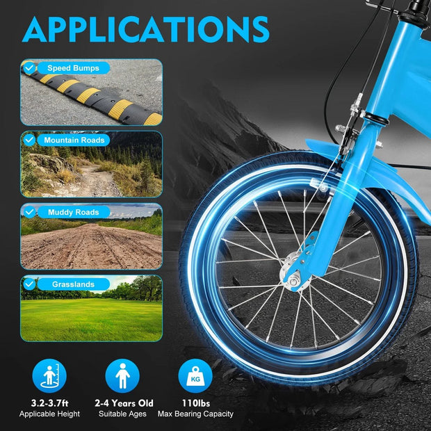 Kinderfiets - Fietsen - 14 Inch - Spelen - Buiten - Blauw