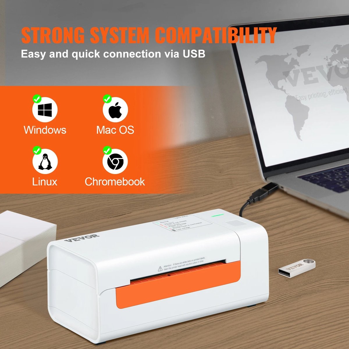 Label Printer - Label Maker - Label Writer - Receipt Printer - USB - 203DPI - 60 Labels Per Minute - 150 mm/sec - Shipping Label Printer - White