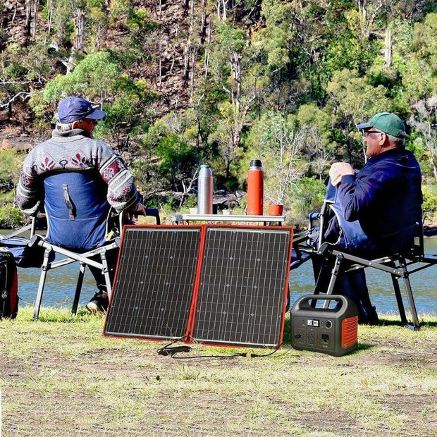 Complete 100W Foldable Solar Panel Set - Monocrystalline Solar Panel - 12V - Daylight Panel - Camper Solar Panel - With Inverter