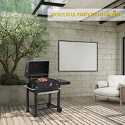 Bbq - Barbecue - Bbq houtskool - Houtskool grill - Bbq met deksel - Hoogte verstelbare Bbq - Bbq staand met wielen - Zwart