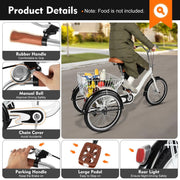 Driewieler - 20 Inch - Driewielige Fiets Met Mandje - Geschikt Voor Ouderen - Winkelen Transport - Wit