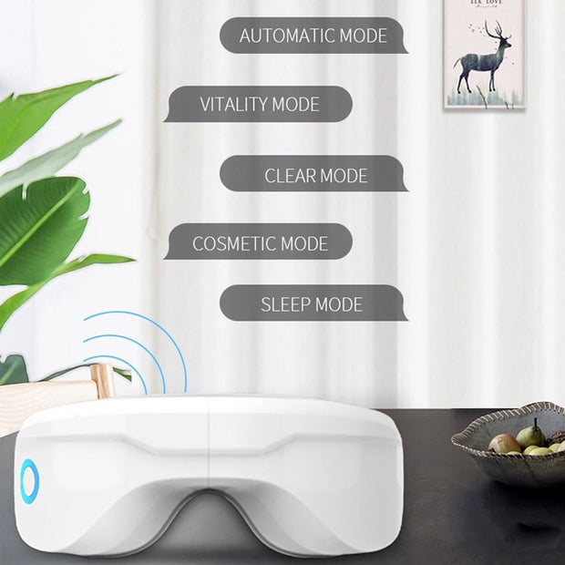 Oogmassage Apparaat - Massager - Ontspanning - Met Trillingen - Verlicht Vermoeidheid - Bluetooth - USB - 23x9x9 cm - Wit