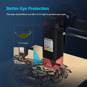 5W lasergraveermachine met veiligheidsslot, noodstop, vlamdetectie, gyroscoopsensor - EU-stekker