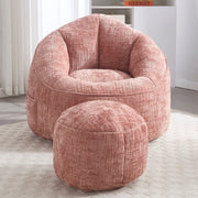 Zitzak Stoel met Voetensteun - Beanbag in Luxe Chenille Stof - Hoge Druk Schuimvulling - Ergonomisch Ontwerp - 89x88x76 cm - Roze