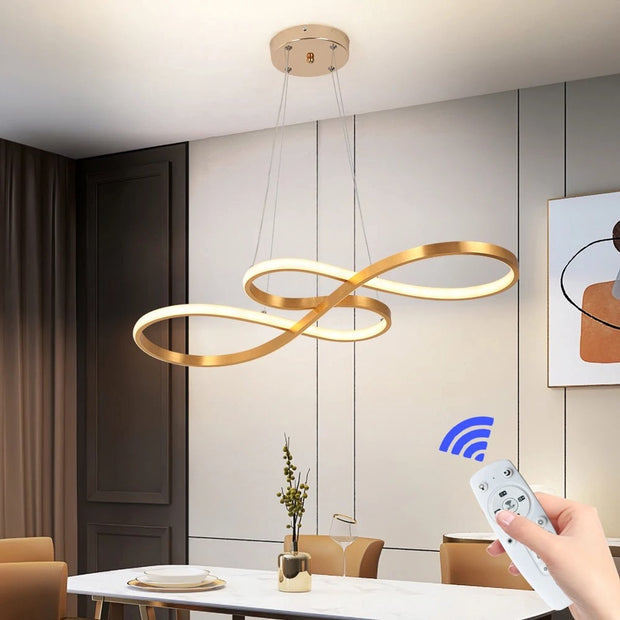 Hanglamp - Kroonluchter - Goud - Woonkamerlamp - Dimbaar Met Afstandsbediening - Moderne lamp - Eetkamer Lamp - LED Plafondlamp - Plafonniere
