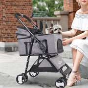 Vouwbare Hondenbuggy - Opvouwbare Dierenwage - voor Honden en Katten - 4-Wiel Dierentransport - Geschikt - voor Huisdieren tot 20 kg - Inclusief Afneembare Dekentje - en Regenhoes - Perfect Cadeau - voor Huisdiereigenaren