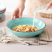 Tafelservies - 18-delig Combiservies - Eetserviesset voor 6 Personen - 6 Platte Borden - Soepborden en Dessertborden - Blauw