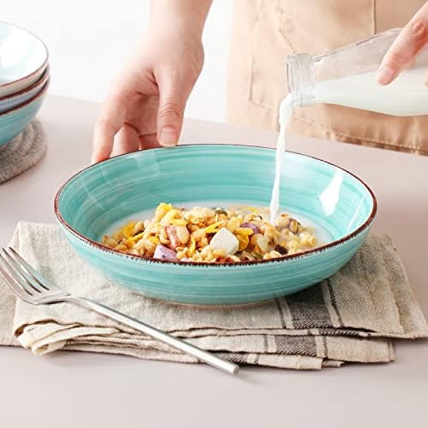 Tafelservies - 18-delig Combiservies - Eetserviesset voor 6 Personen - 6 Platte Borden - Soepborden en Dessertborden - Blauw