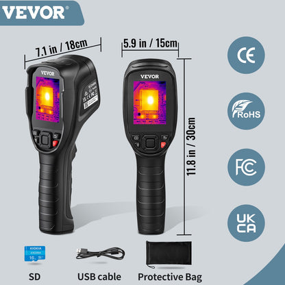 Handheld Warmtebeeldcamera - Infraroodcamera Camera - Temperatuurbereik - 20-350°C - 9 Uur Levensduur Batterij - 4 Kleurenpaletten Om Uit Te Kiezen - Zwart