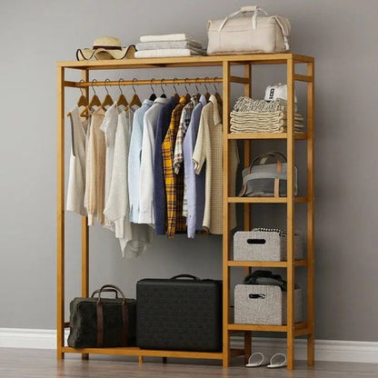 Kledingrek - Hout - Bamboe - Met Planken - kKedinghangers - Kleding Rek - Dressboy
