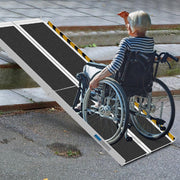 Oprijplaat Brug Draagbaar 152cm - Oprijplaat voor rollators Rolstoelen - Aluminium Rolstoelhellingbaan tot 270 kg - Rijgoot Drempelhelling - Opvouwbaar antislip oppervlak
