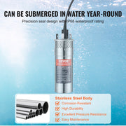 Zonne-Waterpomp - 20W - Stroom 15L/min - Opvoerhoogte 70 m - met 3 m Stroomkabel - Beschermingsgraad IP68 - voor Putten -  Boerderijirrigatie - Boerderijdieren Water Geven - Zilver