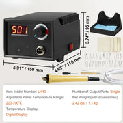 Houtbranderset Pro6 - Hoogwaardige Set - Instelbaar tot 700°C - Digitaal Display - 23 Verschillende Draadpunten - Houder - Soldeerbout - Graveerset - Hout en Leer