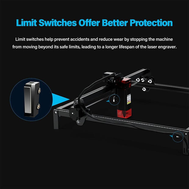 5W lasergraveermachine met veiligheidsslot, noodstop, vlamdetectie, gyroscoopsensor - EU-stekker