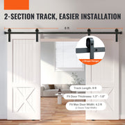 Schuifdeurbeslag - J-Vormig Systeem - 244 cm - 150 kg Draagvermogen - Soepel en Stil Glijden - Eenvoudige Installatie - Geschikt Voor Dubbele Deuren - Perfect Voor Slaapkamers, Kasten, Badkamers