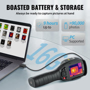 Handheld Warmtebeeldcamera - Infraroodcamera Camera - 4 Kleurenpaletten Om Uit Te Kiezen - Temperatuurbereik - 20-350°C - 9 Uur Levensduur Batterij - Zwart