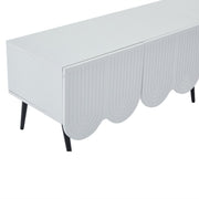 Modern Tv-kast - in Wit - Met een Uniek Patroon - 180x 40x45cm - voor Televisie tot 80 inch - Twee Deuren - Kabelbeheer
