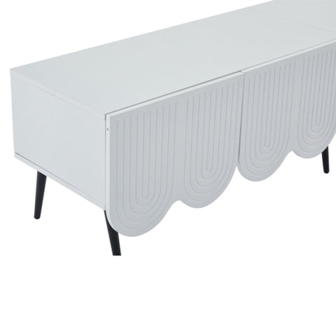 Modern Tv-kast - in Wit - Met een Uniek Patroon - 180x 40x45cm - voor Televisie tot 80 inch - Twee Deuren - Kabelbeheer