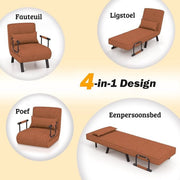 Luxury 4 in 1 Sleeping Chair - Sleeping Chair - 5 Positions - Multifunctional - Adjustable Backrest - Padded - High Quality Material - Brown